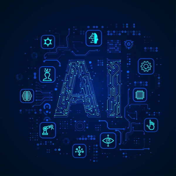 Concepto Inteligencia Artificial Conjunto Iconos Tecnología Moderna — Archivo Imágenes Vectoriales