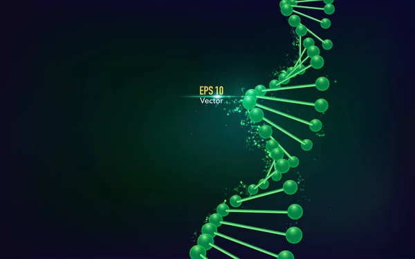 concept of biological technology, DNA structure on dark green background