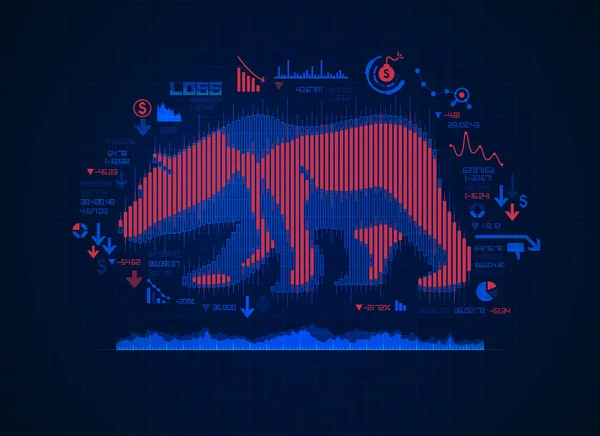 Begreppet Björn Börsen Form Björn Kombination Med Ljusstakar Och Ikoner — Stock vektor