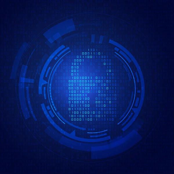 Konsep Keamanan Cyber Bentuk Kunci Futuristik Dikombinasikan Dengan Kode Biner - Stok Vektor