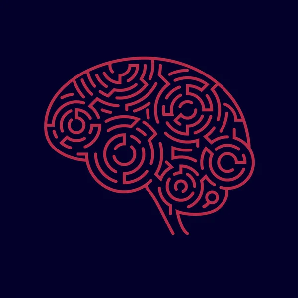 Concept Pensée Créative Forme Cerveau Humain Combiné Avec Motif Labyrinthe — Image vectorielle