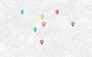 Dekorasyon veya bilgi aktarımı için düzenlenebilir yolu olan GPS haritası