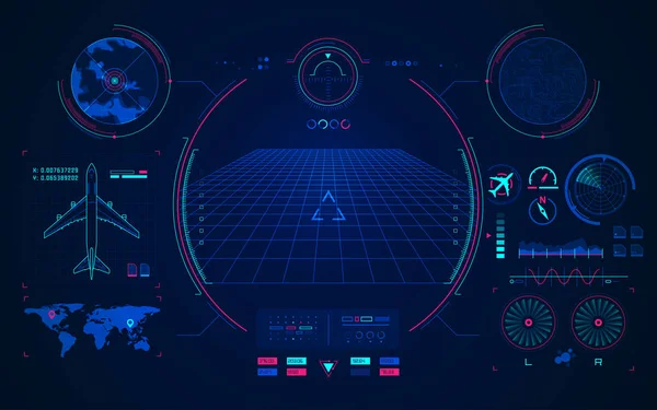 Havacılık teknolojisi kavramı, dijital radar ile uçak arayüzü grafik