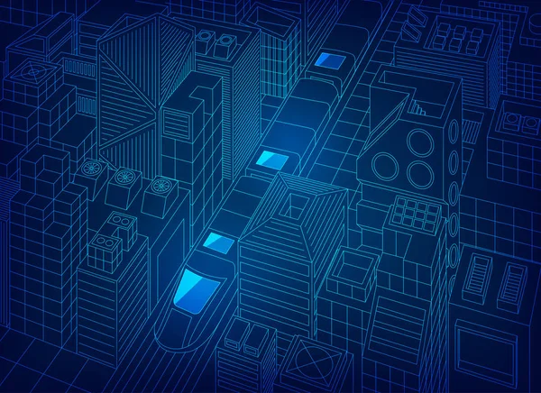 Konzept Des Zukünftigen Verkehrs Oder Der Digitalen Stadt Grafik Des — Stockvektor