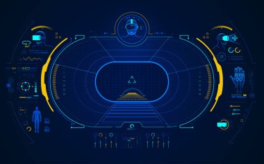 VR teknolojisi kavramı, sanal gerçeklik kulaklığından dijital hologram arayüzü ile bakış açısı