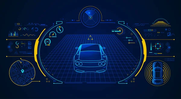 Concepto Tecnología Coches Inteligentes — Archivo Imágenes Vectoriales