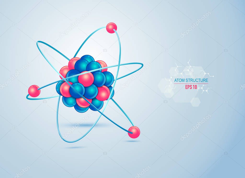 model of atom structure for infographic