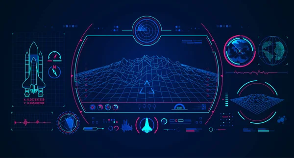 Gráfico Interfaz Nave Espacial Con Elemento Tecnología Digital — Archivo Imágenes Vectoriales