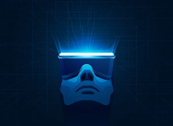 Concepto Tecnología Realidad Virtual Hombre Con Auriculares Con Elemento Futurista — Vector de stock