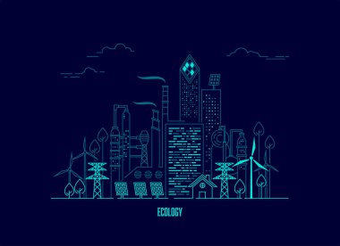 Ekoloji ya da yeşil bina kavramı, düzenlenebilir yoldaki ekolojik sistemli şehir grafiği