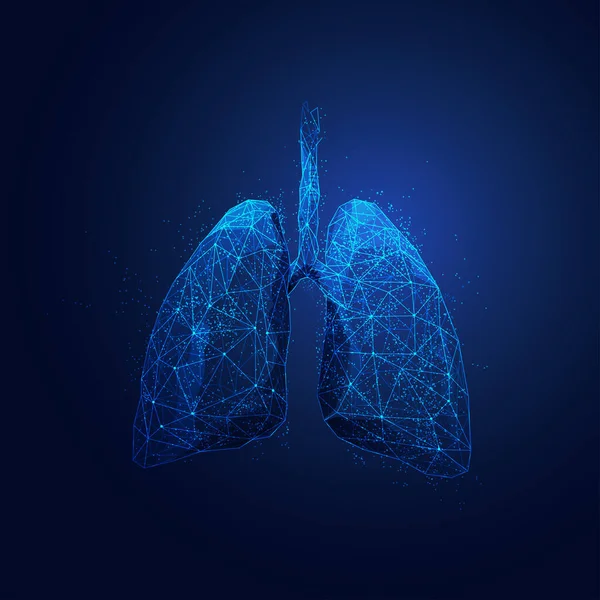 Gráfico Pulmones Poligonales Con Elementos Futuristas — Vector de stock