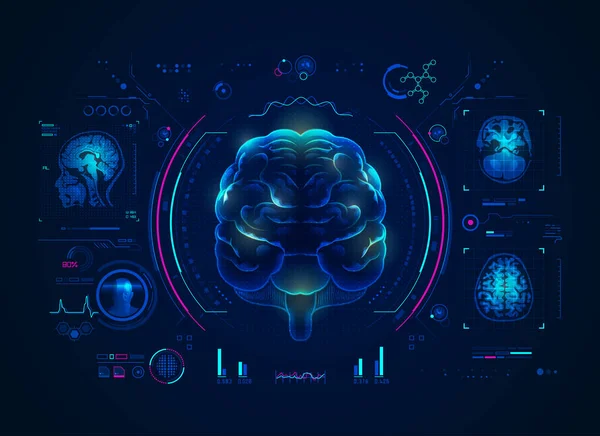 Analyse Van Hersenen Met Medische Technologie Element Van Gezondheidszorg Grafiek — Stockvector