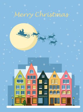 Beyaz arka planda siyah siluet. Ren geyiğine binmiş Noel Baba 'nın resmi. Stok vektör grafikleri