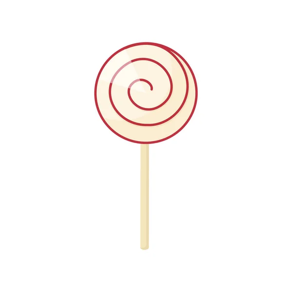 Lollipop σπείρα κόκκινο και άσπρο, απομονώνονται σε λευκό φόντο. Απόθεμα διανυσματικών γραφικών. — Διανυσματικό Αρχείο