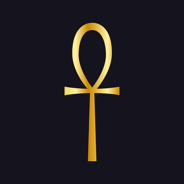 Символ жизненной силы Анк, золото на черном фоне. Векторная графика — стоковый вектор