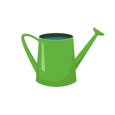 Bahçe yeşili sulama kutusu ve su. Beyaz arka planda izole edilmiş. Stok vektör grafikleri