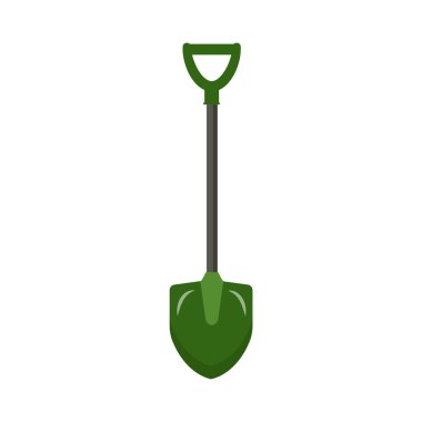 Elinde tutacağı olan yeşil bahçe küreği. Beyaz arka planda izole edilmiş. Stockovafia vektör grafikleri