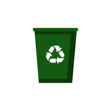 Çöp kutusu ve geri dönüşüm tabelası. Beyaz bir arka planda izole edilmiş. Stok vektör grafikleri