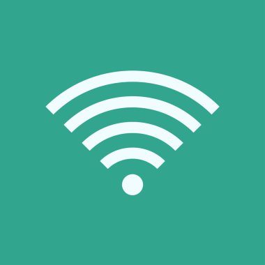 Kablosuz internet simgesi yeşil arka planda beyaz. Stok vektör grafikleri.