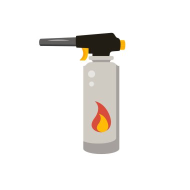 Yangını başlatmak için otomatik gaz ocağı, taşınabilir. Beyaz bir arka planda izole edilmiş. Stok vektör grafikleri.
