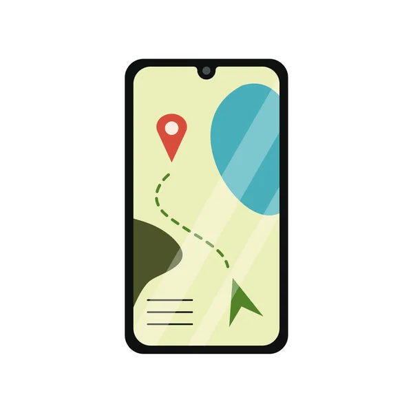 Téléphone portable avec navigation GPS. Isolé sur fond blanc. Graphiques vectoriels de stock . — Image vectorielle