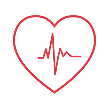 Kalp ikonu ve kardiyogram. Vektör grafikleri.