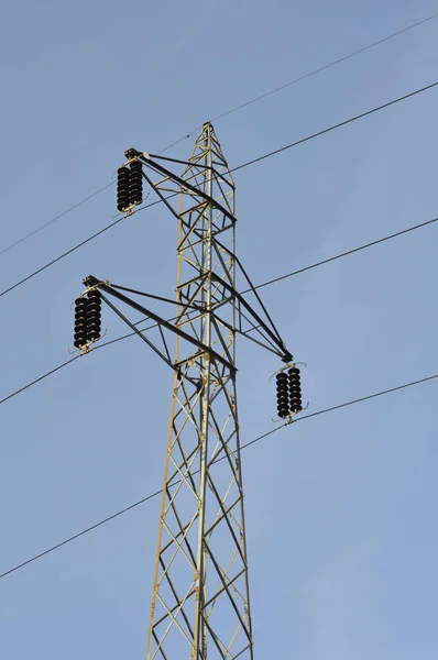 Lattice-type steel tower as a part of high-voltage line