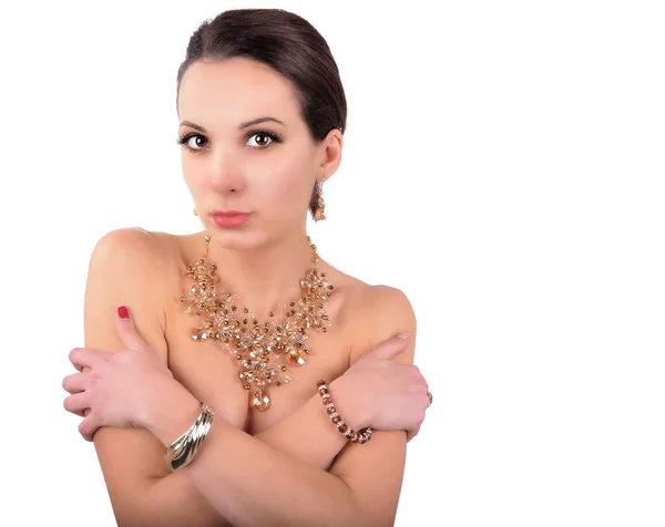 Beautiful fashion woman with jewelry accessories — Stock Photo, Image