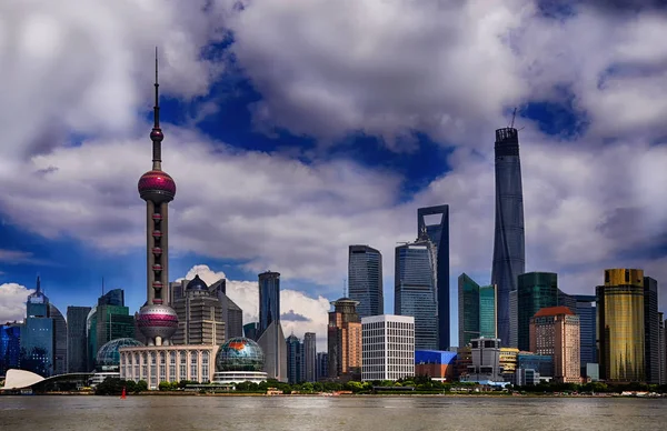 Shanghai China.Shanghai Pudong landmark skyline in cloudy weather China