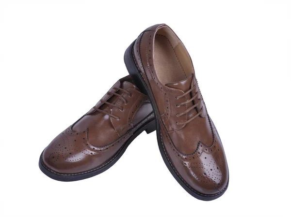 Мужская обувь моды коричневый изолированный на белом фоне — стоковое фото