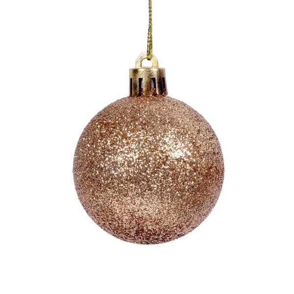 Brown shiny  christmas ball isolated white background. — Stock Photo, Image