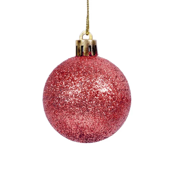 Red shiny  christmas ball isolated white background. — Stock Photo, Image