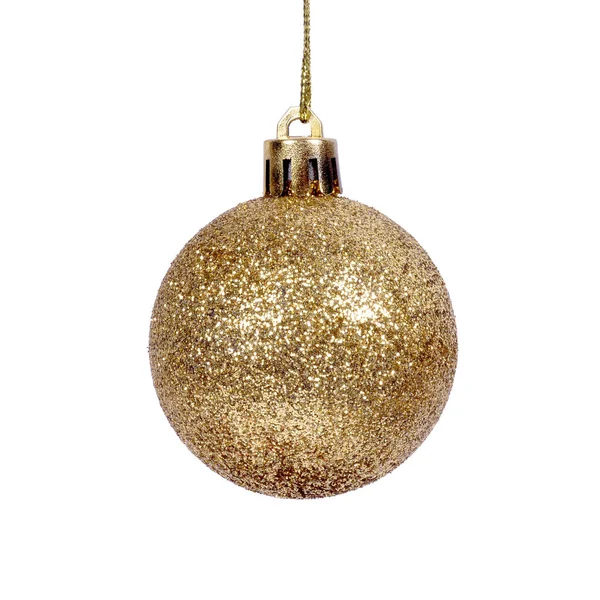 Yellow shiny  christmas ball isolated white background. — Stock Photo, Image