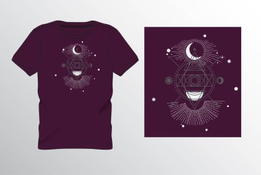 Mens Graphic tişörtü - Ay temasının aşamaları