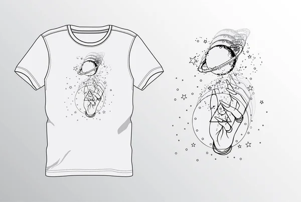 Men Graphic Shirt Line Art Theme — Stock Vector