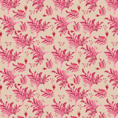 Pembe arka planda pembe buketin pürüzsüz suluboya deseni