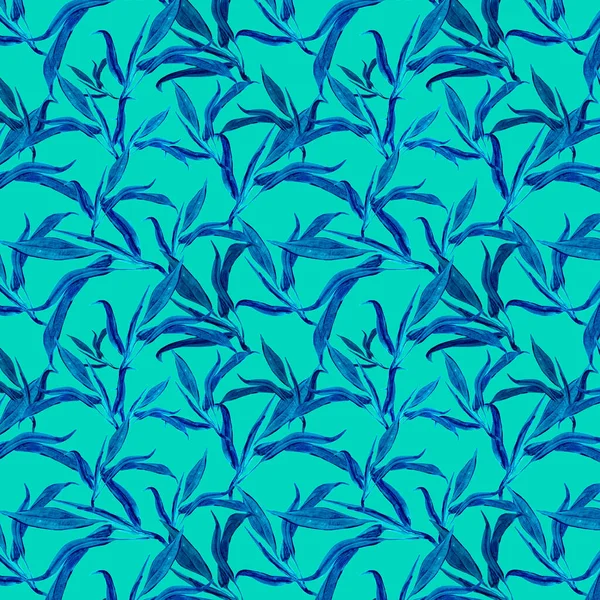 Bright Delicate Acrylic Illustration Leaves Seamless Pattern — Stock Photo, Image