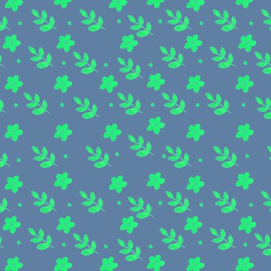 Küçük dal ve çiçeklerin çizimi. Kusursuz desen..