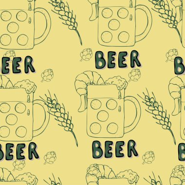 Parmak izi. Kusursuz desenli resimli karides ve buğday birası kupaları.