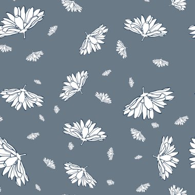 Mavi arkaplandaki çiçeklerden pürüzsüz bir desen