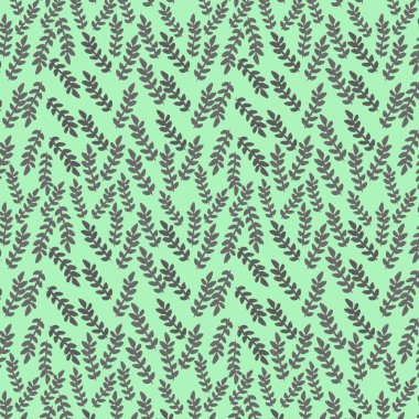 Çizim. Yeşil arka planda akrilik dikişsiz yaprak deseni..