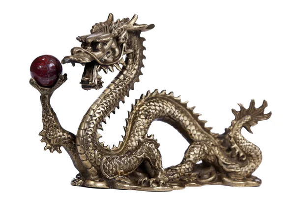 Chinese Dragon and Red Orb — Stock Photo, Image