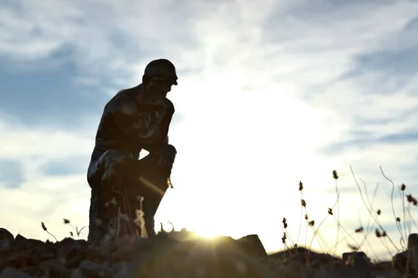 Rodin\'s The Thinker in Silhouette