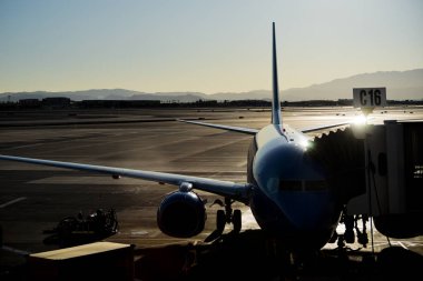 Jetway and Jet at Sunset