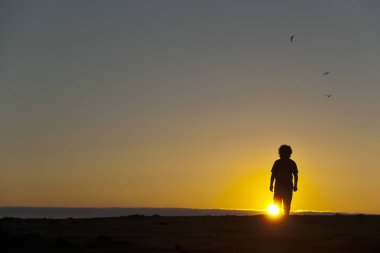 Gün batımında sahilde yürümek