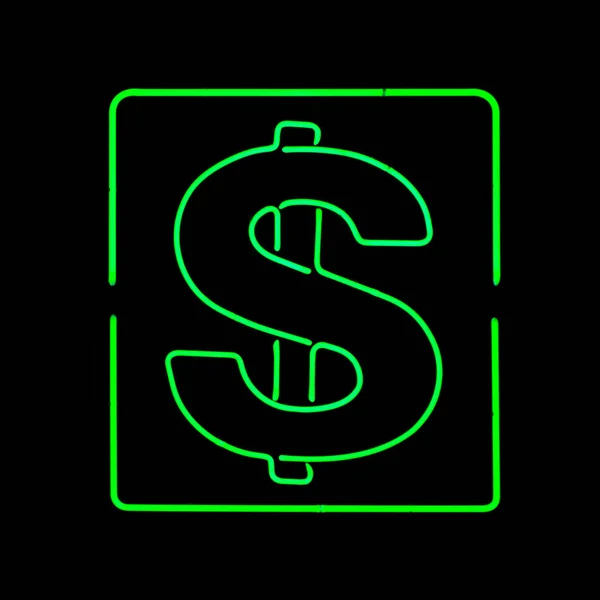 Green Neon Forming Dollar Sign — ストック写真