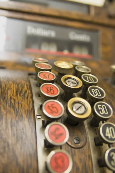 Close up of a restored antique cash register