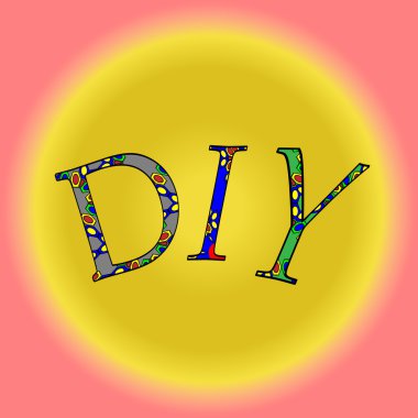 kısaltma DIY sarı bir arka plan üzerinde
