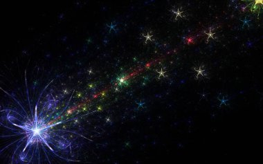 büyük yıldız ile renkli havai fişek