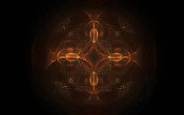 soyut kahverengi dairesel sembol siyah arka plan üzerine